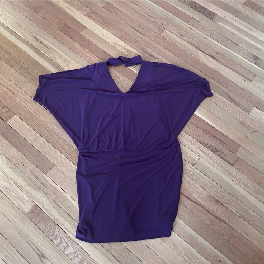 Purple WHBM dolman sleeve short cocktail dress